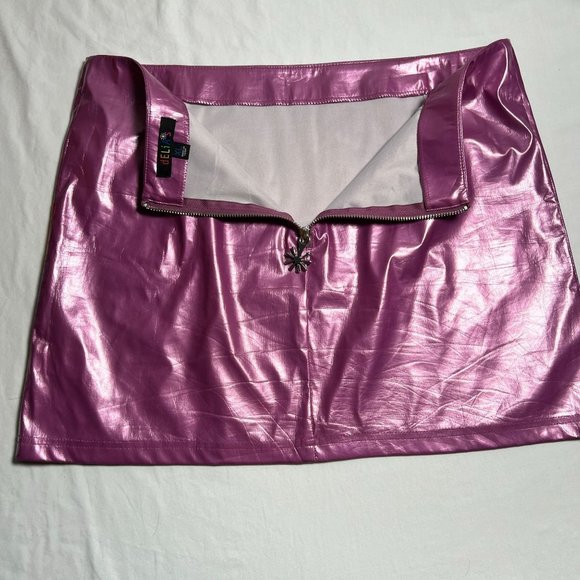 dELiA's by Dolls Kill Rainbow Magic Mini Skirt PVC Purple Polyurethane Pride XL - Picture 12 of 16
